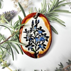 Surly-Ramics Larkspur Ceramic Necklace with Silver Chain